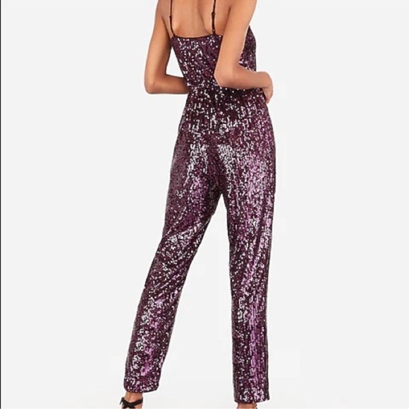 EXPRESS Elegant Purple Sequin Jumpsuit - Picture 2 of 9